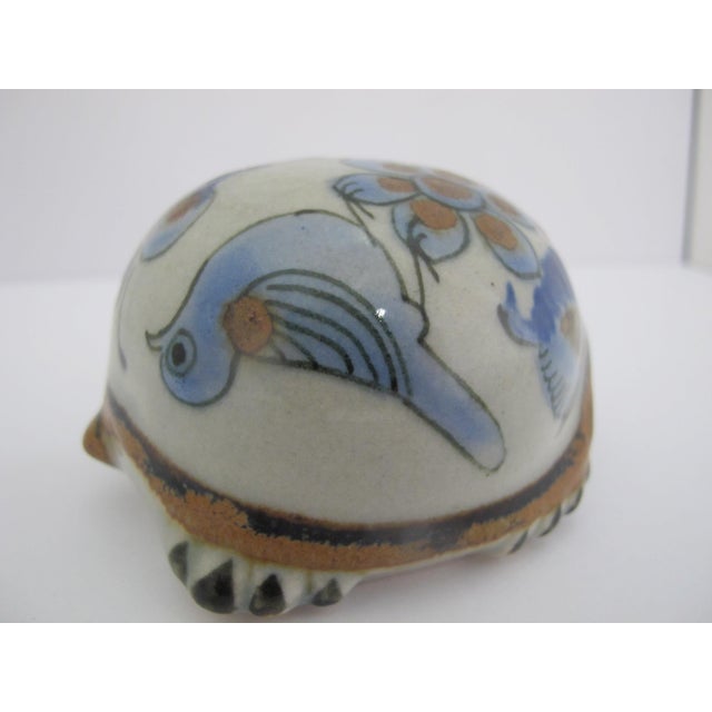 1960s El Palomar Ken Edwards Blue Bird Tonala Mexico Folk Art Pottery Turtle Figurine For Sale - Image 5 of 9