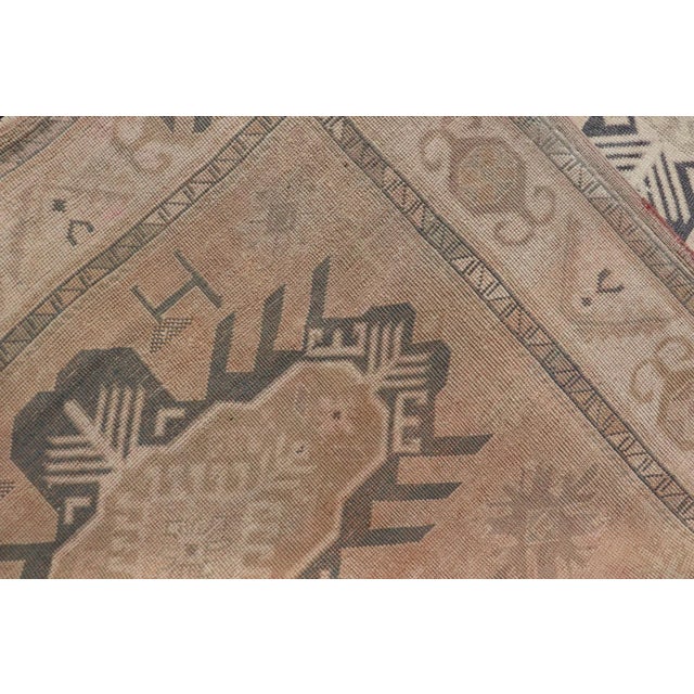 Vintage Oushak Rug From Turkey With Navy Blue and Floral Medallion's 4'7 X 7'0 For Sale - Image 10 of 10