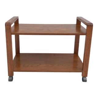 Vintage Rolling Wooden Cart Shelves For Sale