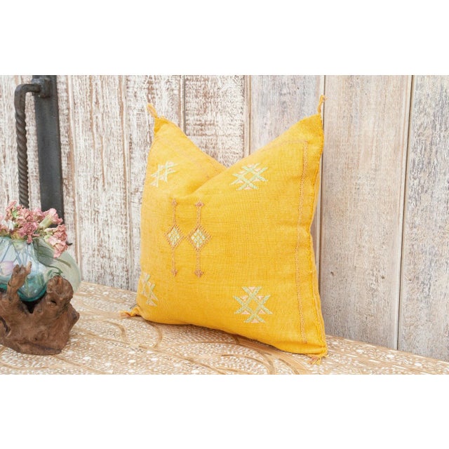 Amber Moroccan Silk Rug Pillow For Sale - Image 4 of 11