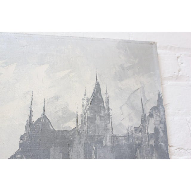 Gray Tonal Abstract Expressionist Oil on Canvas Cityscape by Louis M. Ponderoso For Sale - Image 10 of 13