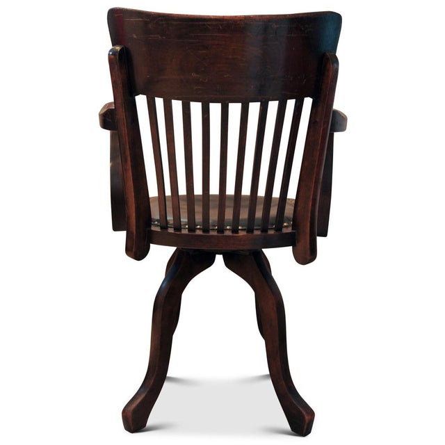 Victorian Revolving Desk Chair in Oak and Leather For Sale - Image 6 of 8