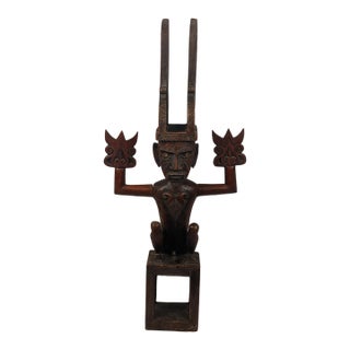 Early 20th Century Attributed Nias Ancestor Figure – Large Carved Wood Adu Zatua, Indonesia For Sale