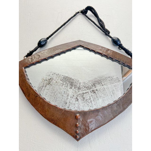 Brown Arts & Crafts Dutch Hammered Copper Wall Mirror, 1910s For Sale - Image 8 of 18