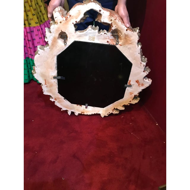 VintageGold Leaf Distress Cherub Mirror For Sale In Miami - Image 6 of 8