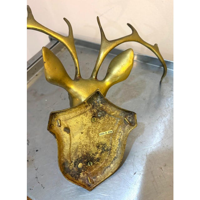 Mid-Century Modern Brass Deer Head Wall Hook For Sale - Image 3 of 5