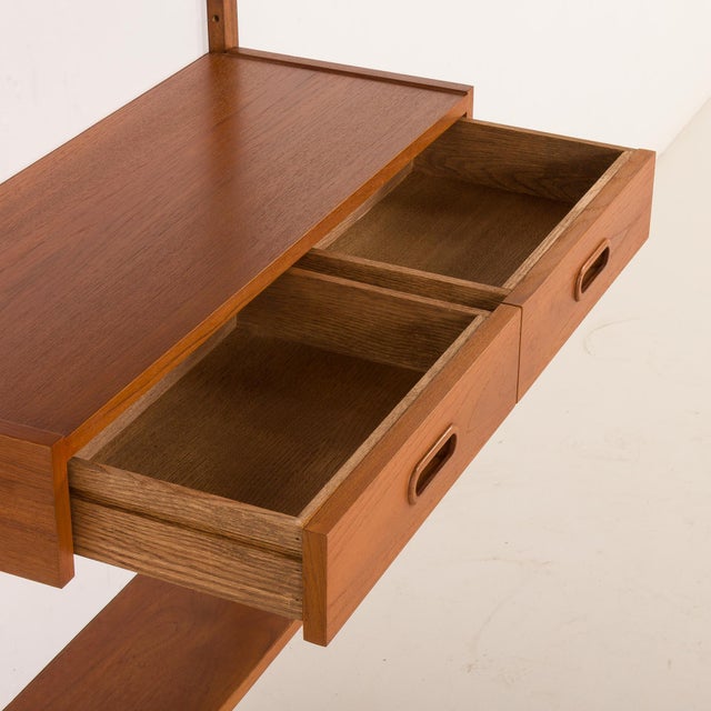 Wood Mid-Century Scandinavian Teak Wall Unit with Console, 1960s For Sale - Image 7 of 14