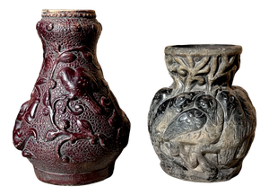 Antique Ceramic Art Relief Vases from Bernhard Bertram Pottery, Germany, 1890s, Set of 2