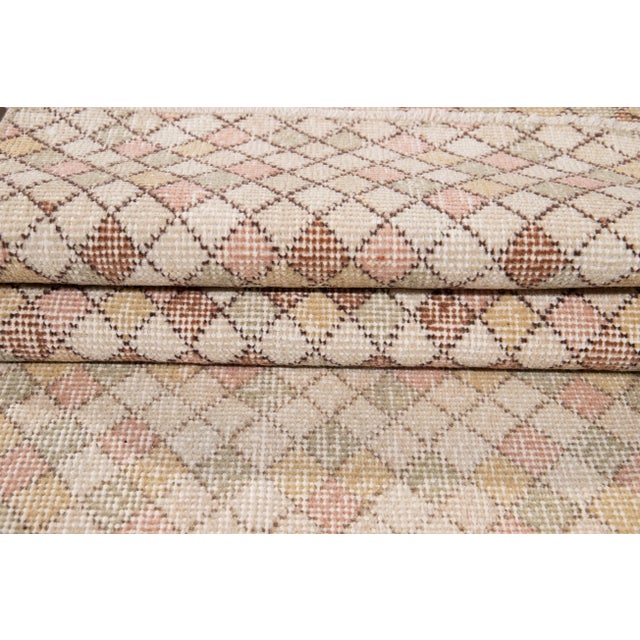 Mid-20th Century Vintage Art Deco Wool Runner 1'07" X 5". For Sale - Image 10 of 12