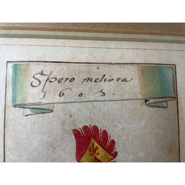 Red Share Antique Original 1603 Latin Armorial Coat of Arms Heraldic Painting Manuscript For Sale - Image 8 of 12