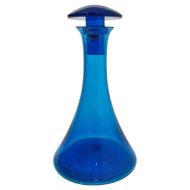 Italian Blue Glass Decanter from VeArt Vetreria, 1980s For Sale - Image 6 of 6