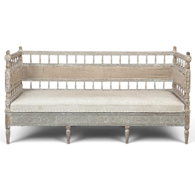 18th Century Swedish Gustavian Neoclassical Scraped Painted Bench For Sale - Image 4 of 18