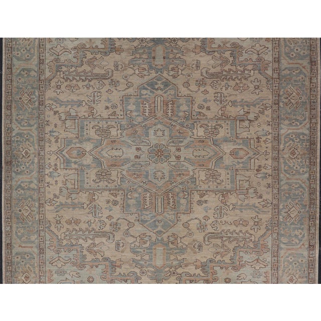 Tribal Heriz-Serapi Design Rug by Keivan Woven Arts 9'10 X 13'6 For Sale - Image 3 of 16