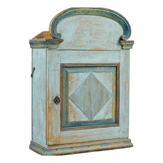 Finnish 19th Century Painted Pine Wall Cupboard, 1860 For Sale
