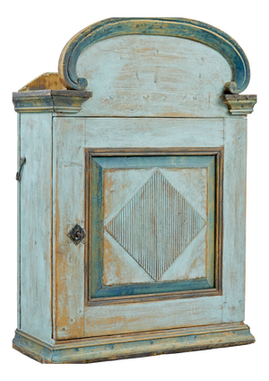 Finnish 19th Century Painted Pine Wall Cupboard, 1860