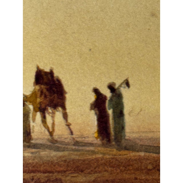 Camel 19th Century Watercolor Suez Canal Group of Bedouin Tribesman With Camels by Henry Andrew Harper, Fr For Sale - Image 8 of 12