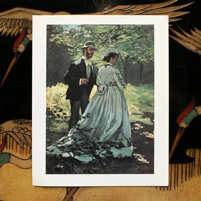The School of Paris 1977 After Claude Monet "Bazille and Camille", Large Full-Color Print For Sale - Image 3 of 6