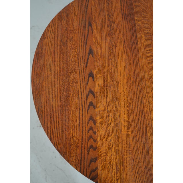 Mission Style Oak Round Occasional Table For Sale - Image 12 of 13