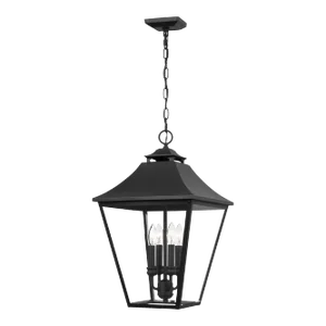 Sean Lavin by Visual Comfort Studio Galena 4-Light Outdoor Small Pendant Lantern in Textured Black