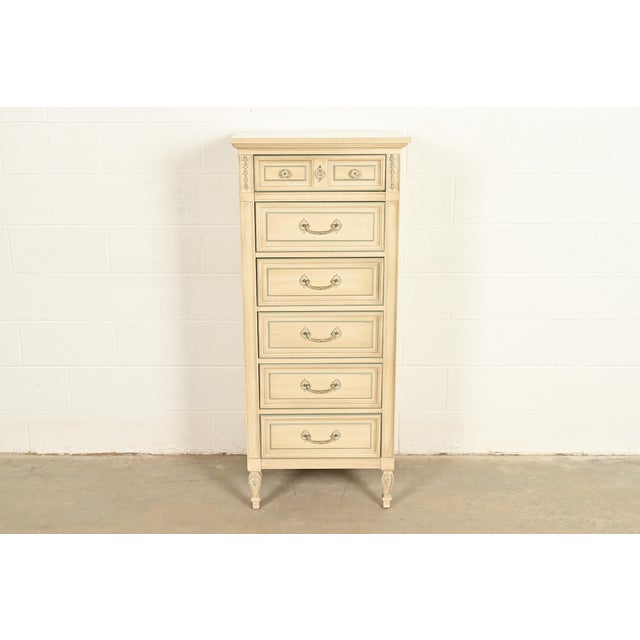 A gorgeous French Regency Louis XVI style six-drawer lingerie chest or semainier In the manner of John Widdicomb By Dixie...
