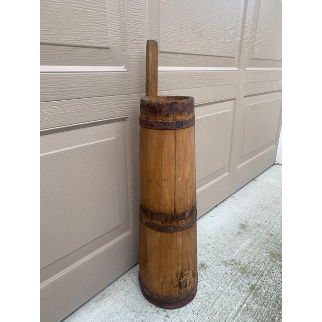 Antique 19th Century Wood and Iron Tall Bucket Umbrella Stand For Sale In South Bend - Image 6 of 12