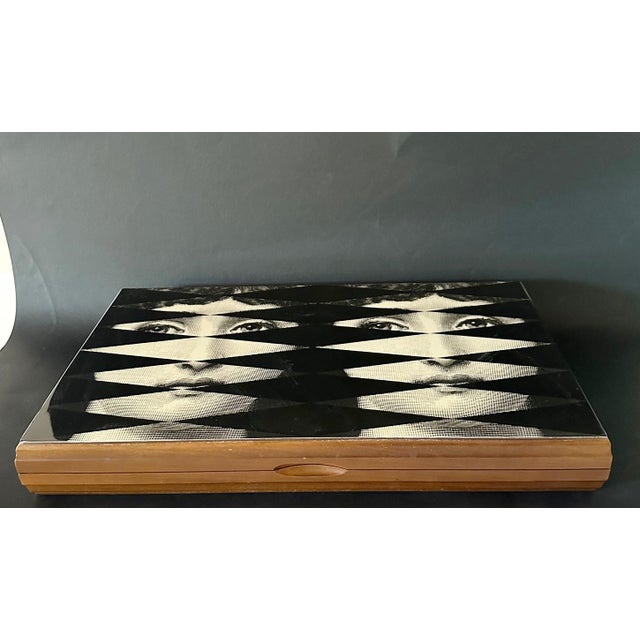 Fornasetti 20th Century Fornasetti Backgammon Game Set Box For Sale - Image 4 of 10