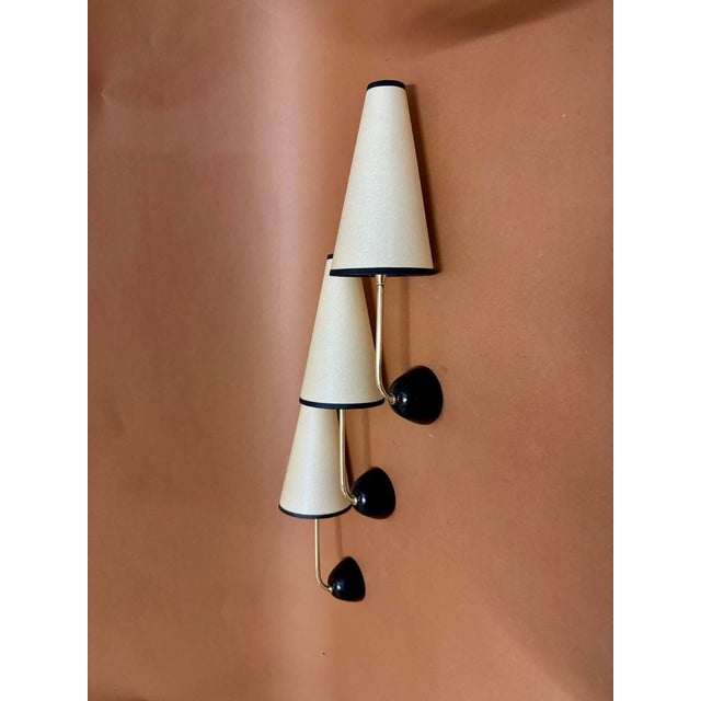 1950s Wall Lights in the style of Jean Royere, 1950s, Set of 3 For Sale - Image 5 of 10