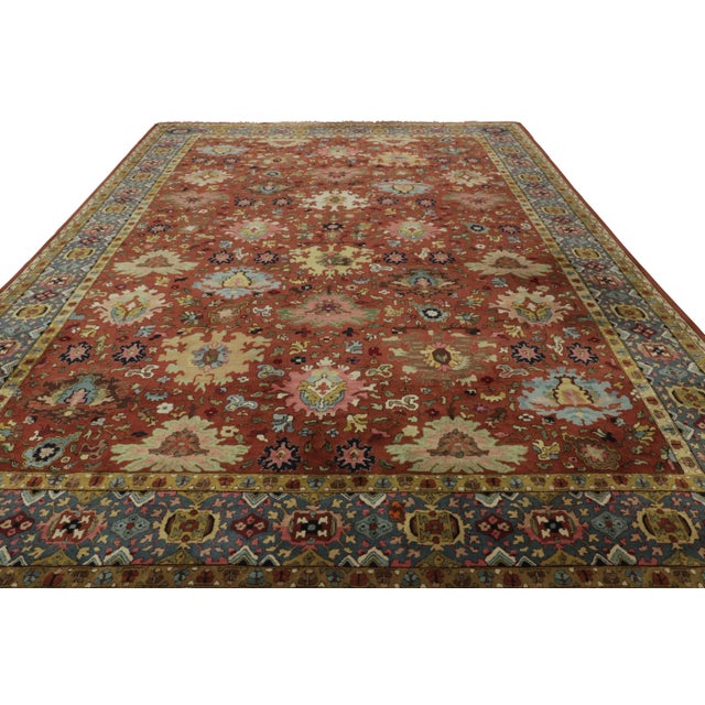 1920s Antique German Tetex Hooked Rug in Red With Floral Medallions - Rug & Kilim For Sale - Image 5 of 9