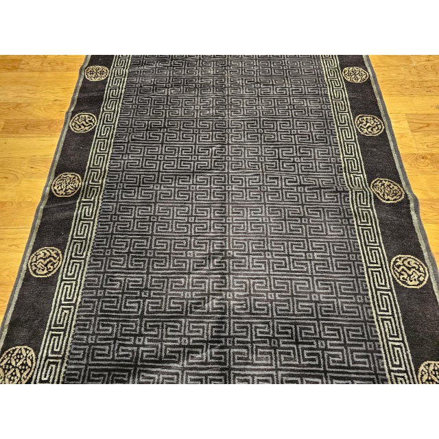 Vintage Tibetan Area Rug with Gold Medallions and Deity Symbols, 1920s, 5' x 9' For Sale - Image 14 of 16