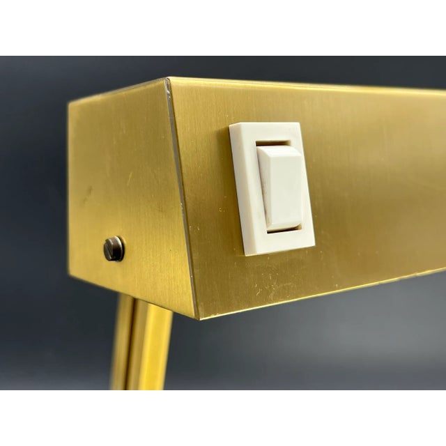 Mid-Century Modern Vintage Brass Bankers Lamp with Wood Veneer Base by Pfäffle, 1960s For Sale - Image 3 of 17