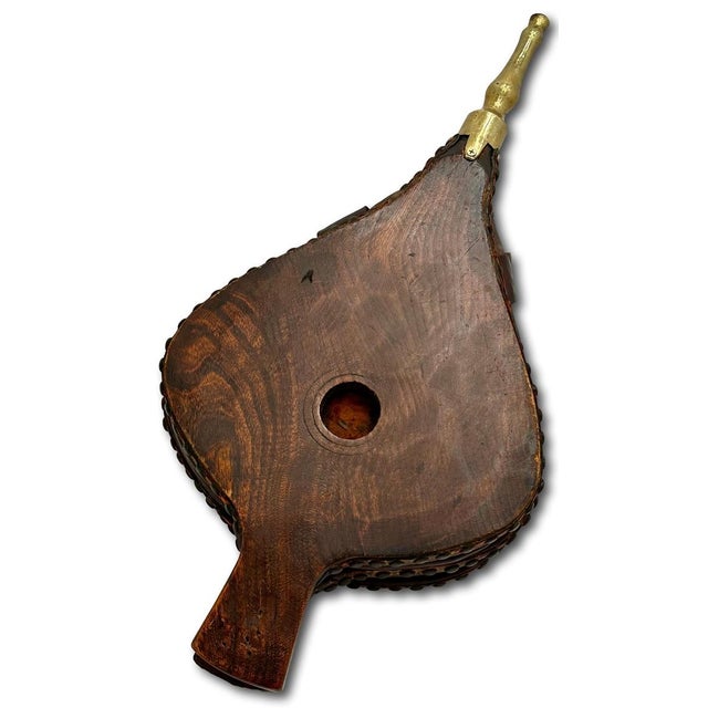 Outstanding Large 1890s Antique Hand Made English Yew Wood & Brass "Double Lung" Fireplace Bellows - 24 Inches Long For Sale - Image 15 of 18