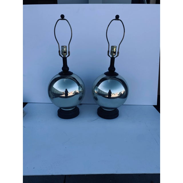 Vintage Mercury Glass Table Lamps a Pair For Sale - Image 10 of 10