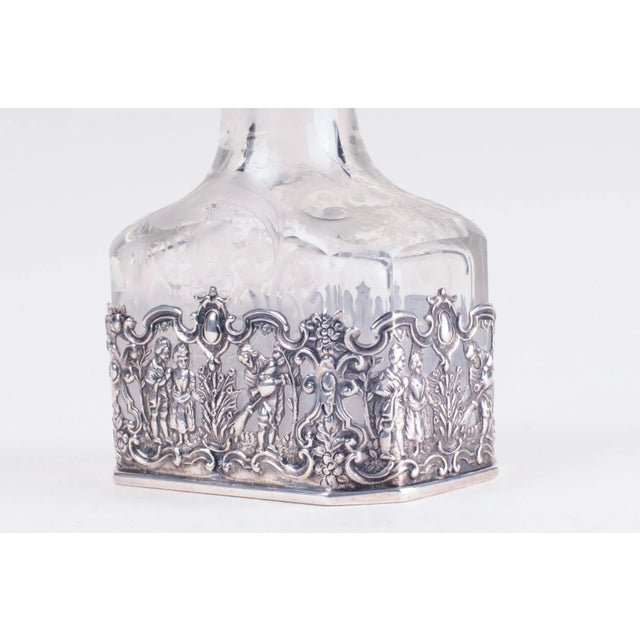 Antique Storck & Sinsheimer Glass Silver Decanter For Sale - Image 9 of 11