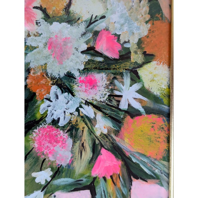 Late 20th Century Original Abstract Still Life Floral Bouquet Painting Framed For Sale - Image 5 of 8