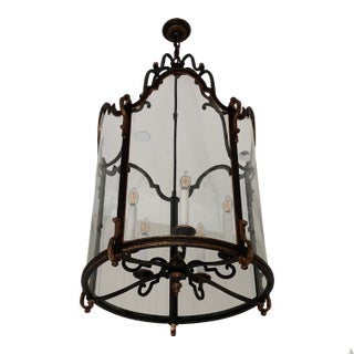 Dennis & Leen Versailles Lantern Iron and Glass 5-Light Fixture For Sale