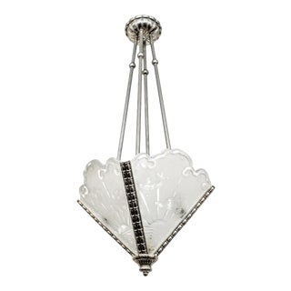 French Art Deco Pendant Chandelier signed by Muller Ferers For Sale