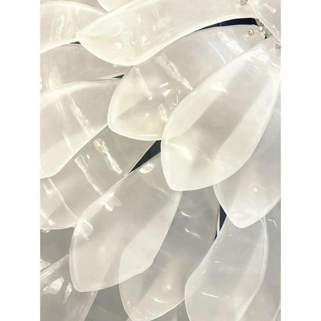 Huge elegant sanded “petals” murano glass flush mount. scenographic lively ventian flush mount in transpaerent sanded...