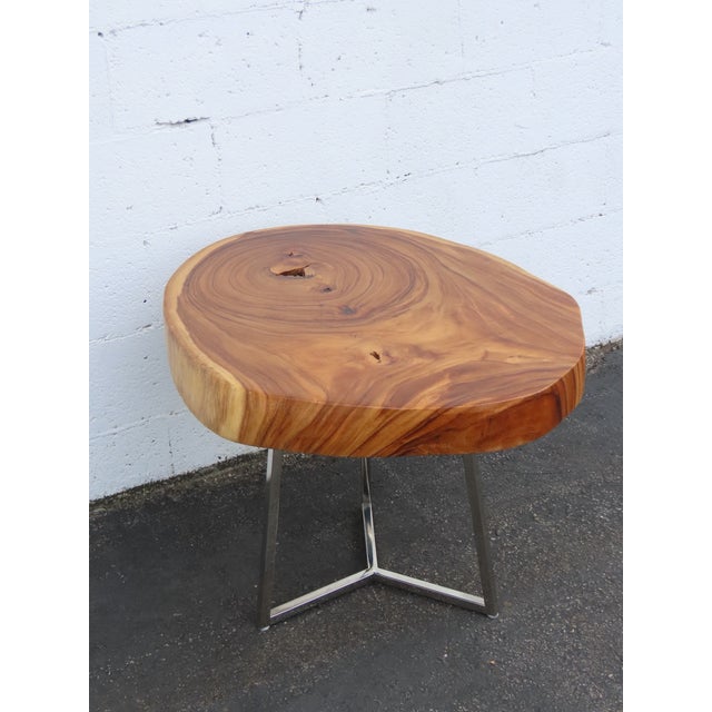 Rustic Natural Live Edge Wood Tree Slice Side Small End Coffee Table 6890 For Sale - Image 4 of 17