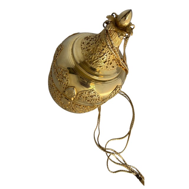 Gold 80s Judith Leiber Shoulder Bag Filigree Gold Plate Metal Embossed Evening Bag Floral Vintage For Sale - Image 8 of 9