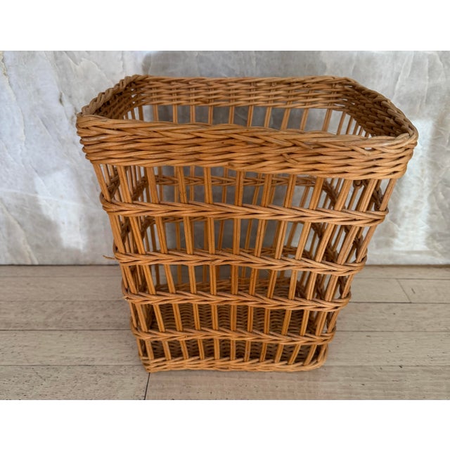 Rustic European Rattan Wastebasket For Sale - Image 3 of 6