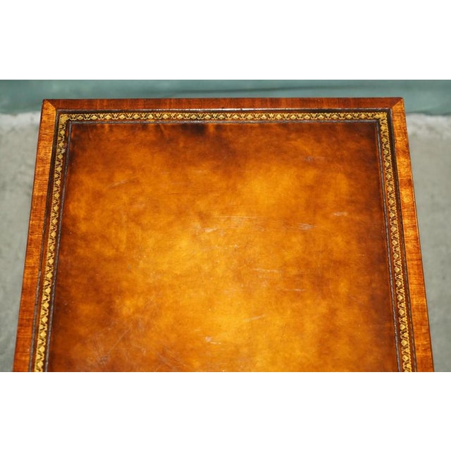 Brown Regency Flamed Hardwood Bedside Chests of Drawers with Leather Tops, Set of 2 For Sale - Image 8 of 18