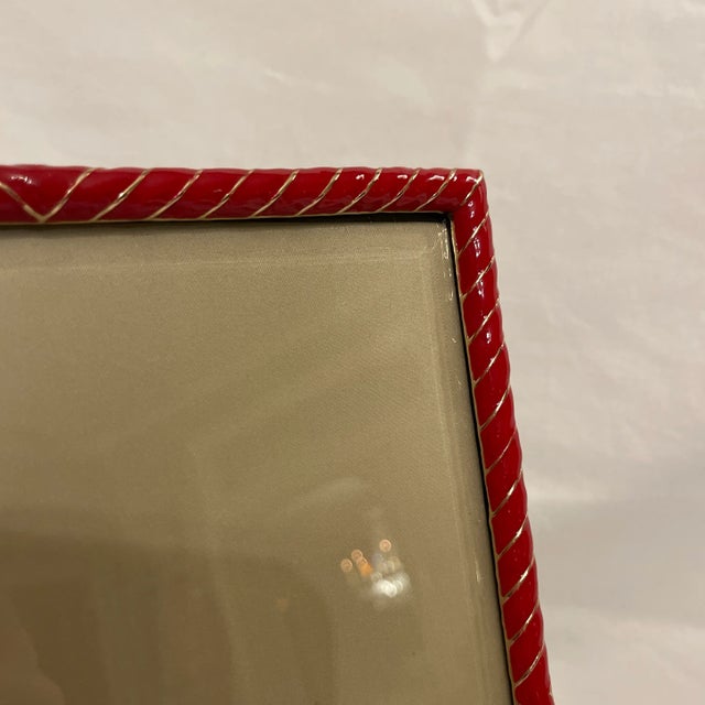 Fine Red Enamel and Silver Rope Twist design picture frame (8x10) by L’Objet