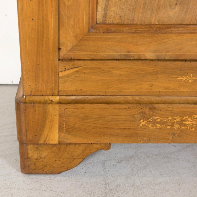 19th Century French Restauration Period Solid Walnut Lyonnaise Armoire With Fruitwood Marquetry For Sale - Image 12 of 18