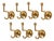 Hollywood Regency Brass Wall Coat Hooks, 1970s, Set of 7 For Sale