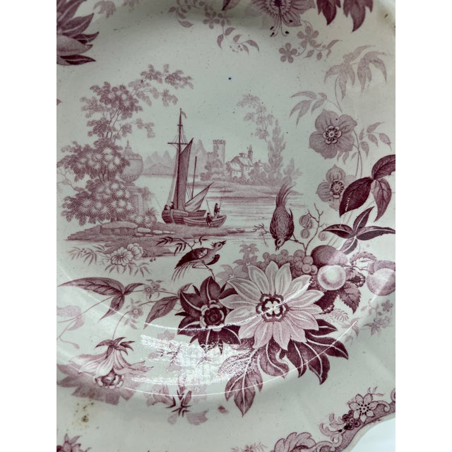 Ceramic Antique Staffordshire Mulberry Transfer Decorated Soup Bowl, Circa 1830’s For Sale - Image 7 of 12