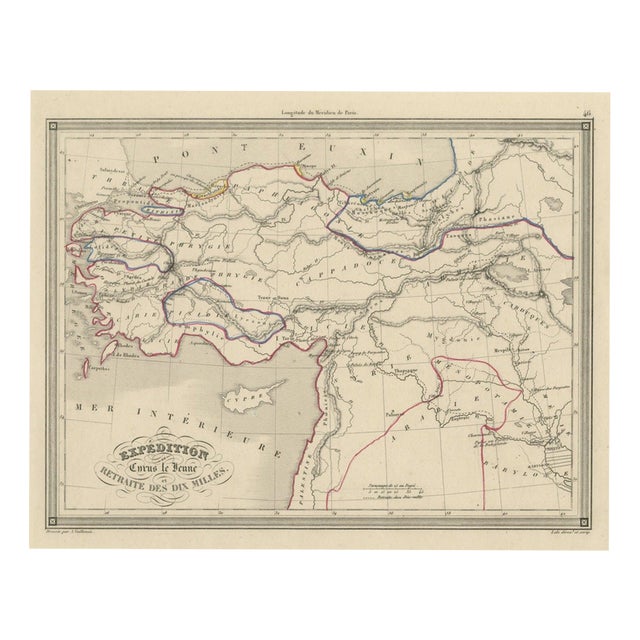 Antique Map of the March of the Ten Thousand, 1845 For Sale