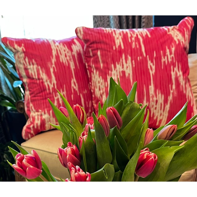 Thibaut Abstract Print Pink Pillows- a Pair For Sale - Image 4 of 7