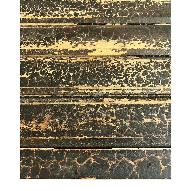 Wood Vintage Colonial Black Crackle Bench For Sale - Image 7 of 8