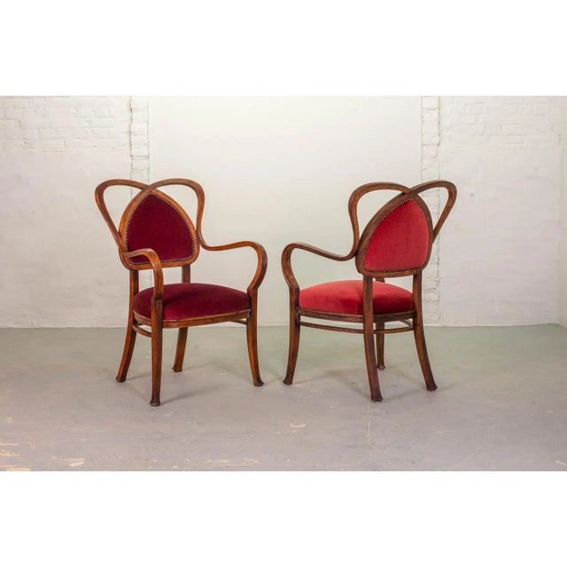 Red Set of Mid-Century French Red Velvet Armchairs, 1950s For Sale - Image 8 of 14