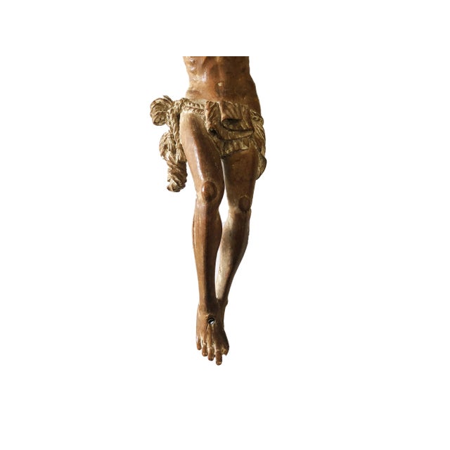 Late 18th Century 18th C Baroque Corpus Christi Sculpture / Christ Wooden Statue / Antique Carved Jesus For Sale - Image 5 of 13